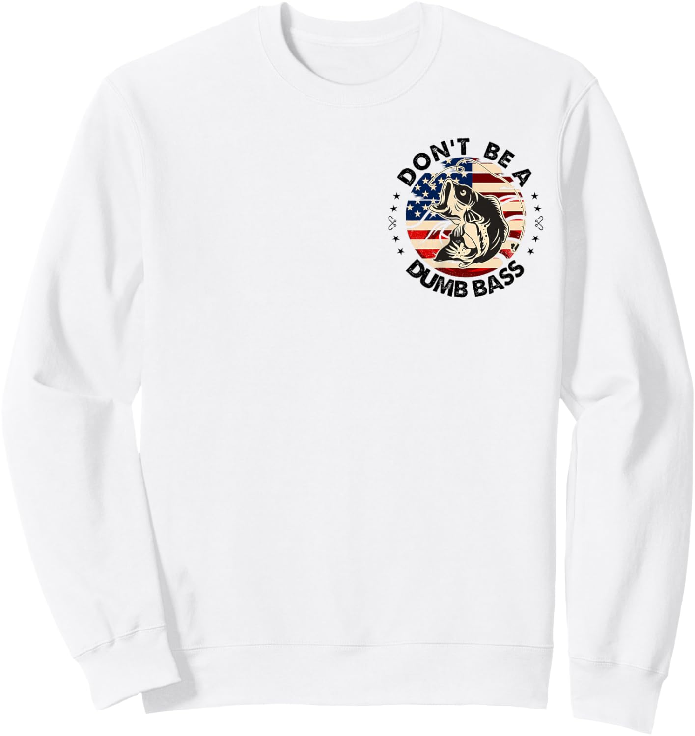 Retro Fishing American Flag Fish Pocket Fisherman Sweatshirt - Sweatshirt | White