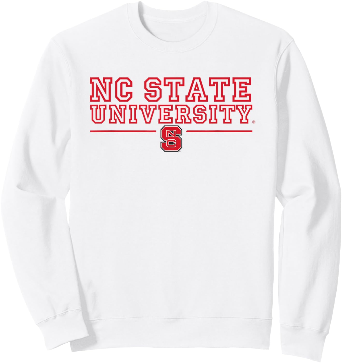 NC State Wolfpack Stacked Over Line Sweatshirt - Sweatshirt | White