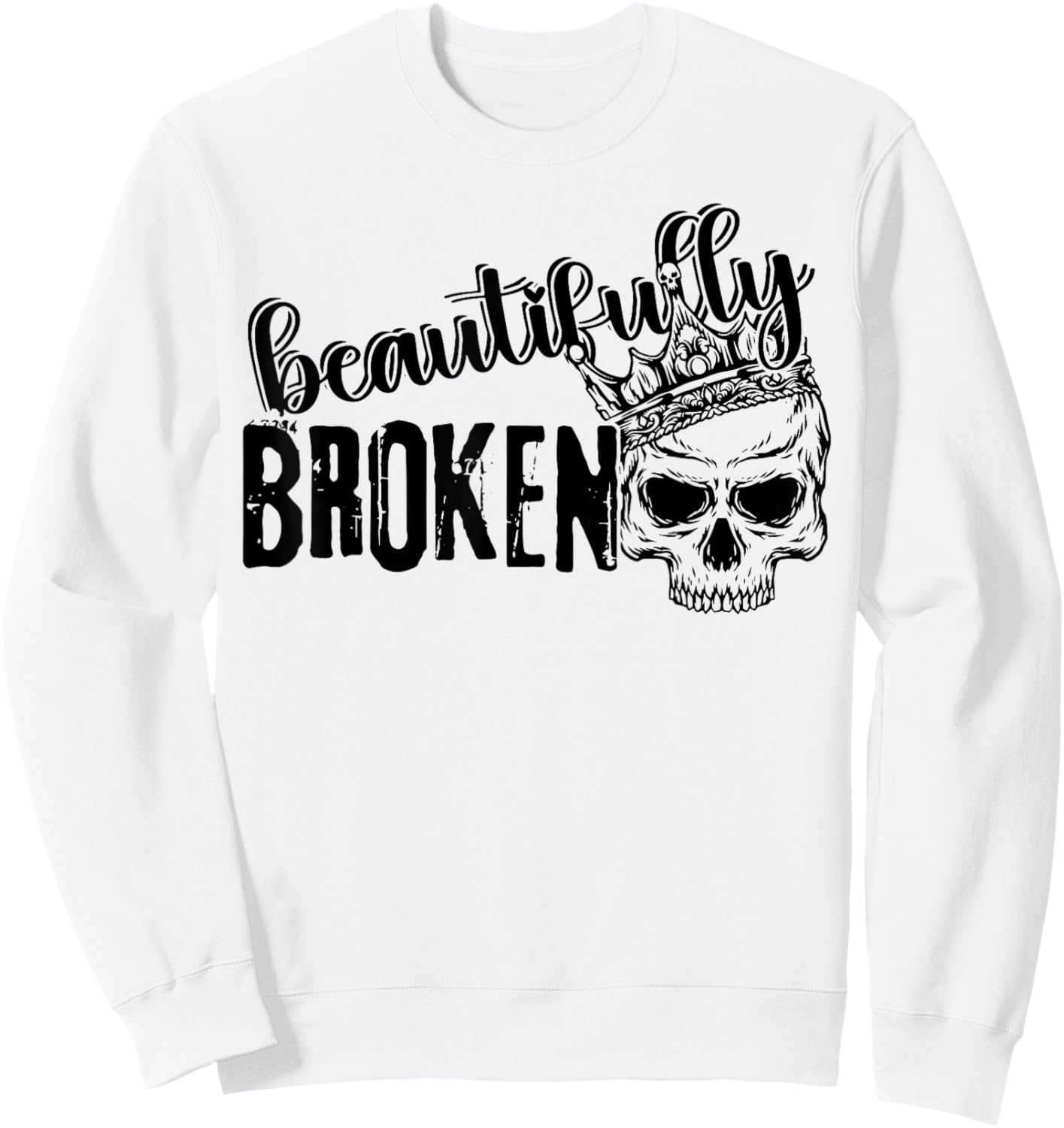 Beautifully Broken Skull Sweatshirt - Sweatshirt | White
