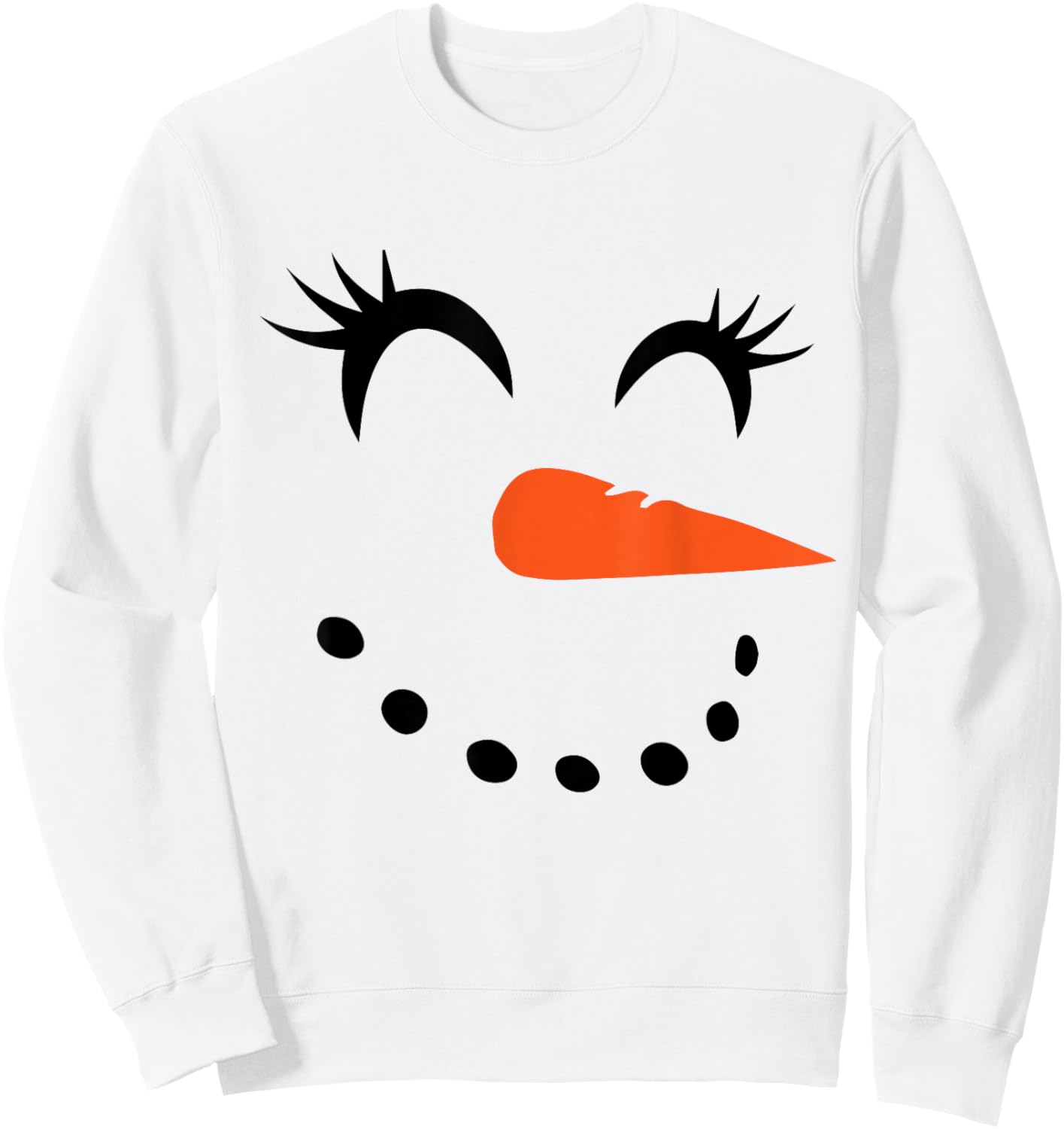 Eyelashes Christmas Snowman Face Costume Girl Kid Sweatshirt - Sweatshirt | White