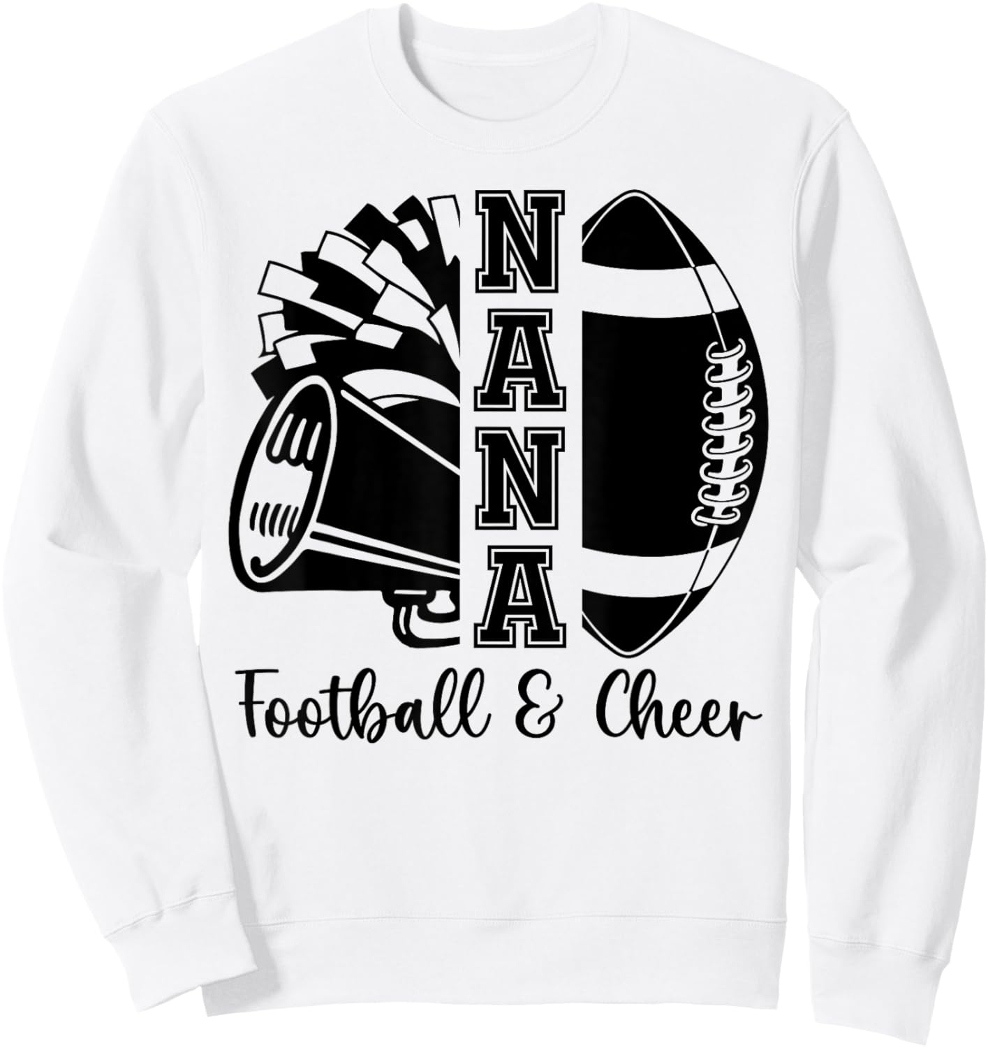 Football Cheer Nana Grandma High School Cheerleader Pom Pom Sweatshirt - Sweatshirt | White