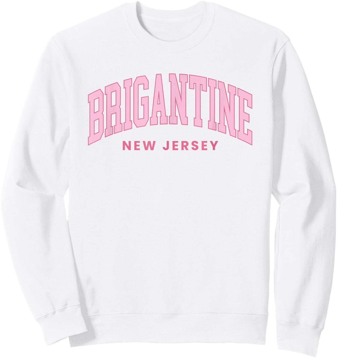 Brigantine New Jersey Retro Preppy Throwback Pink Sweatshirt - Sweatshirt | White