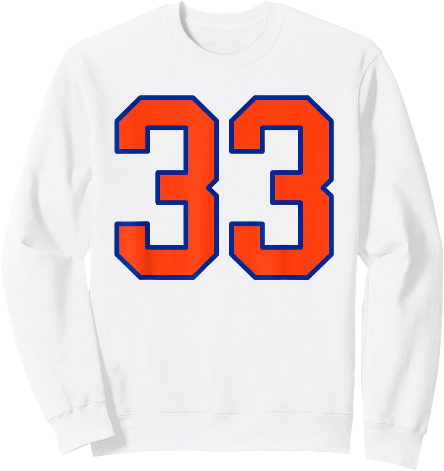 Orange and Blue Sports Number 33 Jersey Uniform Player Sweatshirt - Sweatshirt | White