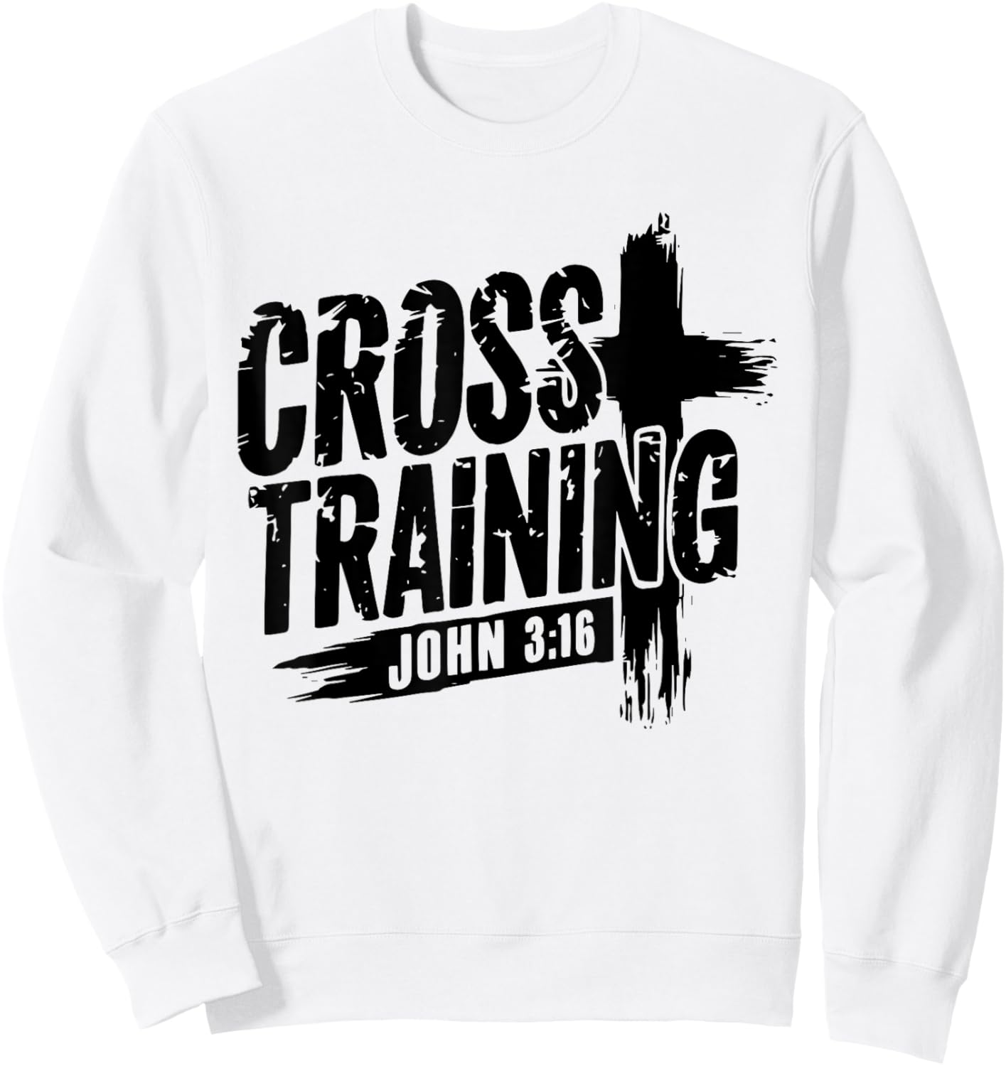 Retro Cross Training 3 16 Christian Faith Motivational Bible Sweatshirt - Sweatshirt | White