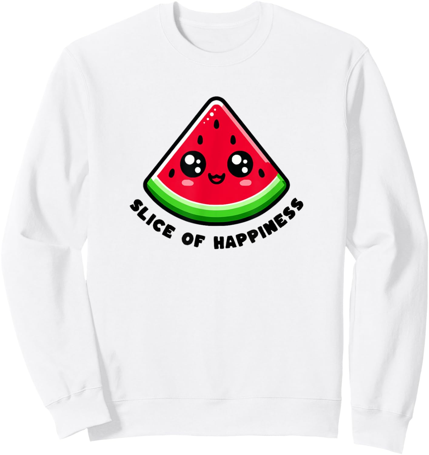 Slice Of Happiness Kawaii Watermelon Summer Sweatshirt - Sweatshirt | White