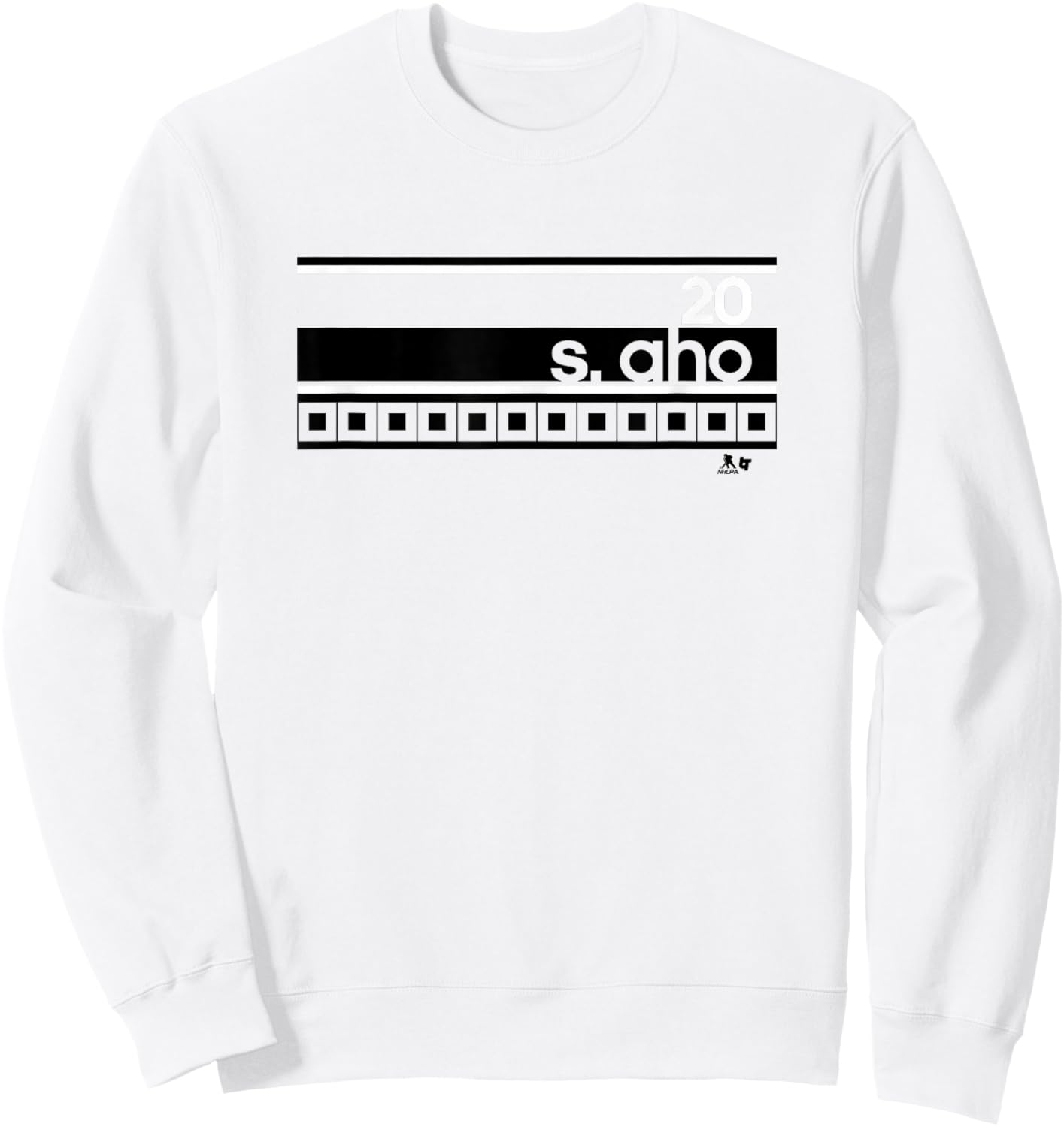 Sebastian Aho - Name Number Stripe - Carolina Hockey Sweatshirt - Sweatshirt | White