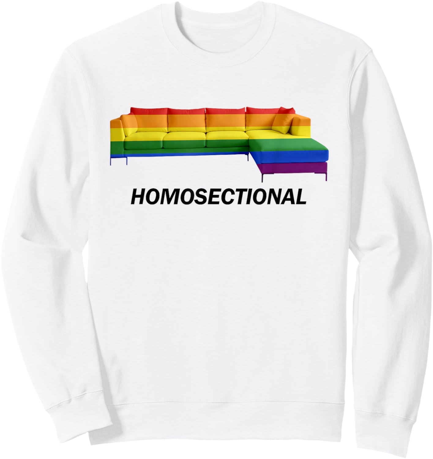 Rainbow Couch Homosectional LGBTQ+ Saying Sweatshirt - Sweatshirt | White