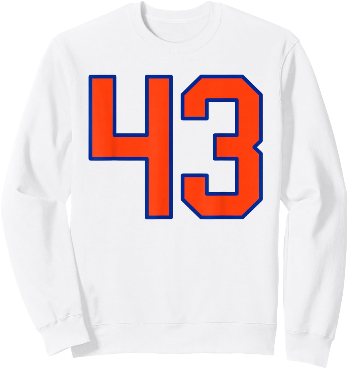 Orange and Blue Sports Number 43 Jersey Uniform Player Sweatshirt - Sweatshirt | White