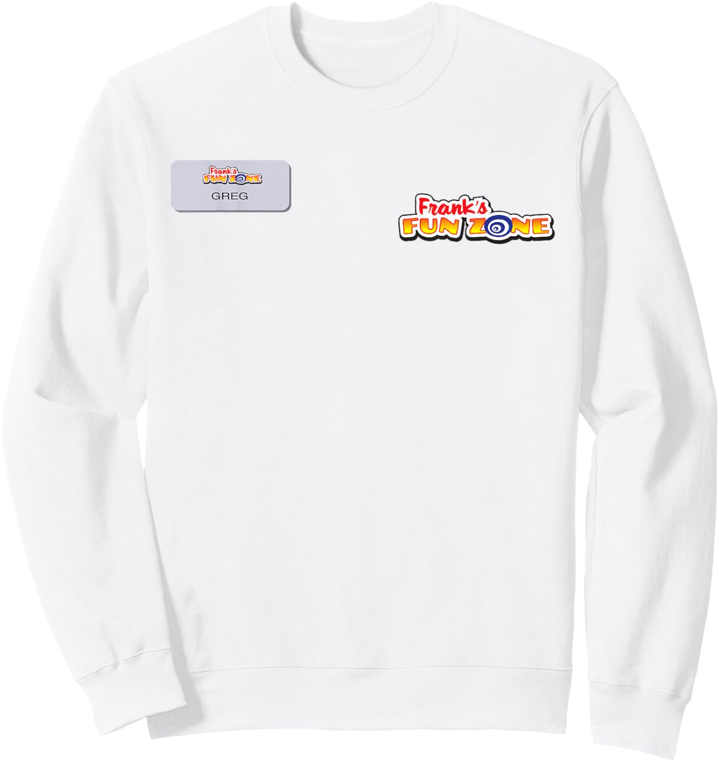 Brooklyn Nine-Nine Frank’s Fun Zone Greg Faux Name Tag Sweatshirt - Sweatshirt | White