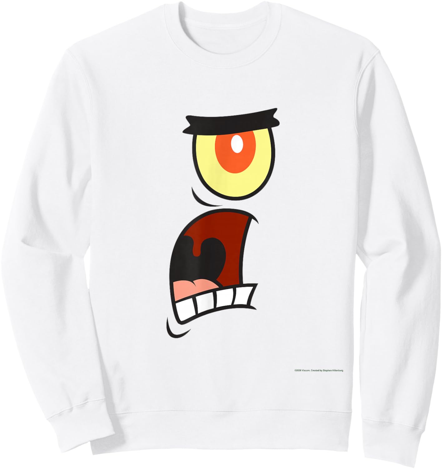Plankton Yelling Big Face Easy Costume Funny Cartoon Sweatshirt - Sweatshirt | White