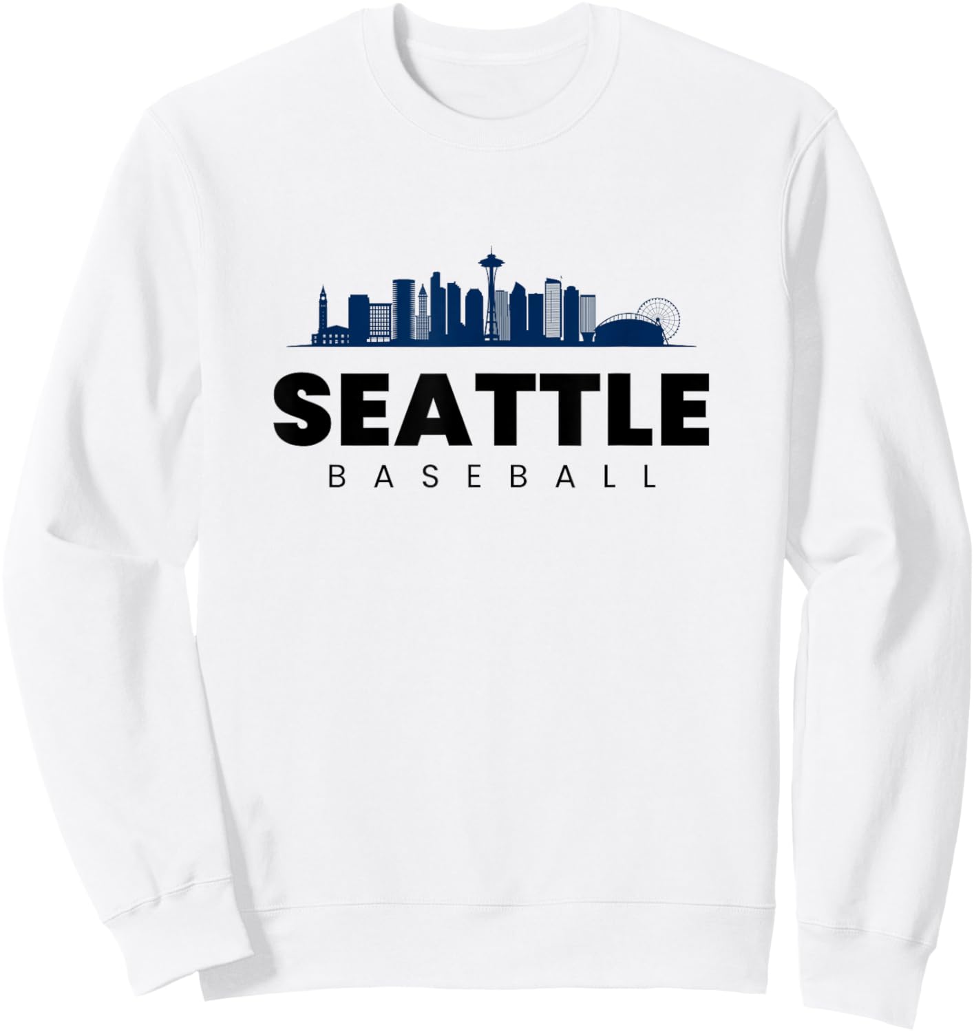 Seattle Baseball Vintage City Skyline Minimal Baseball Lover Sweatshirt - Sweatshirt | White