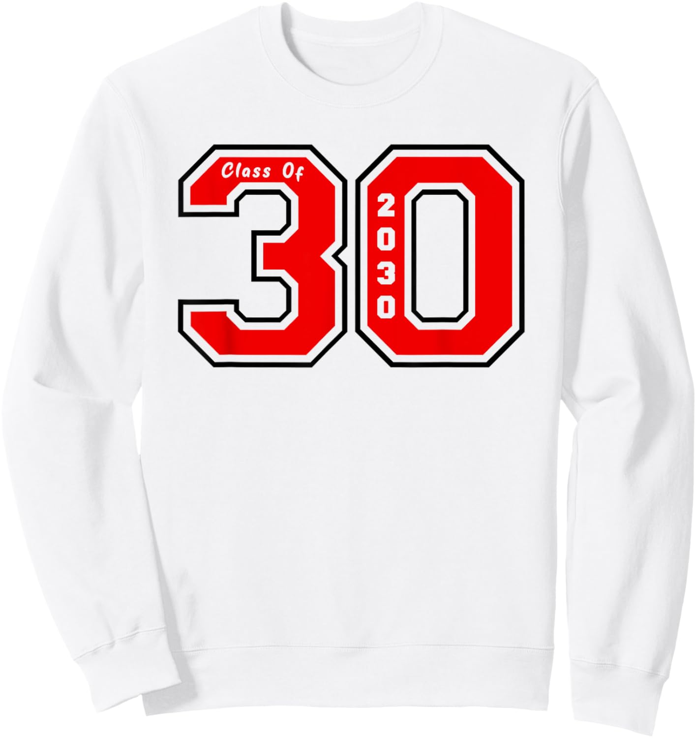 Class of 30 - Jersey Style Red Class of 2030 Graduate Gift Sweatshirt - Sweatshirt | White