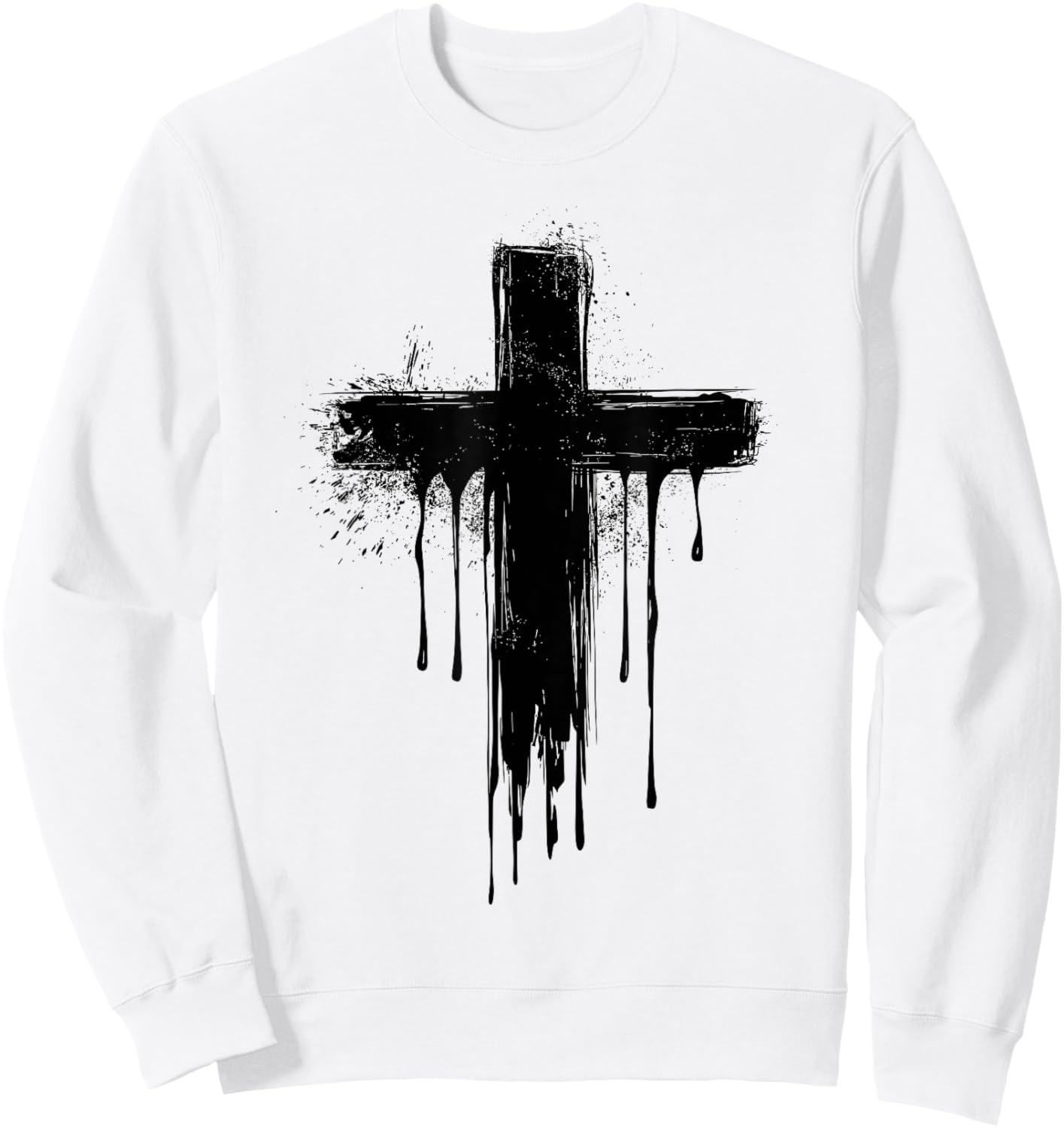 Christian Dripping Cross Sweatshirt - Sweatshirt | White