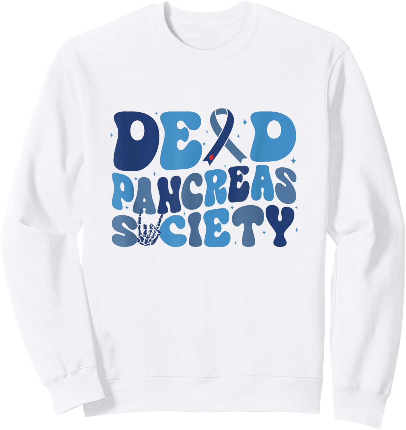 Retro Dead Pancreas Society Funny T1D Diabetes Awareness Sweatshirt - Sweatshirt | White