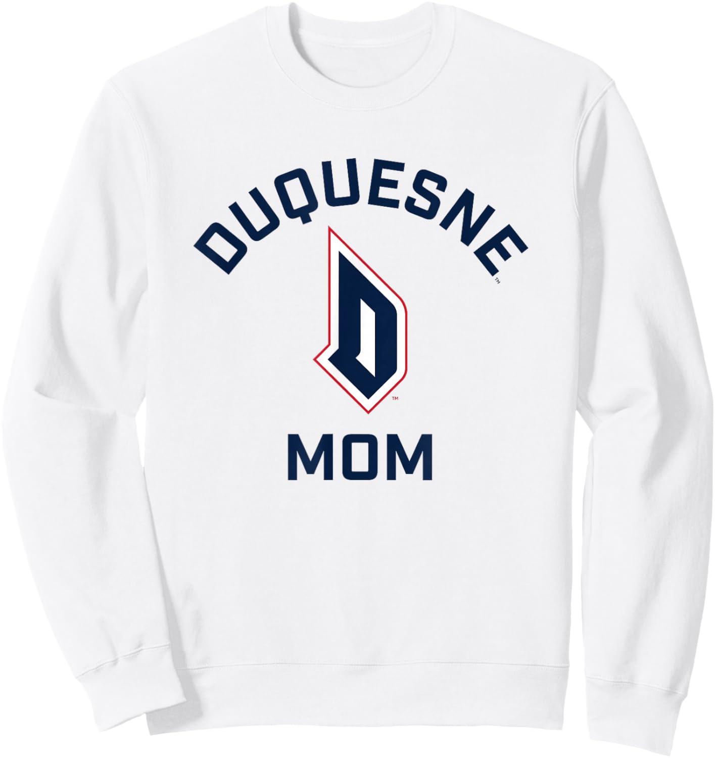 Campus Lab Duquesne University Dukes Arched Mom - Grey, -Adults, Short Sleeve, College Team Logo Sweatshirt - Sweatshirt | White
