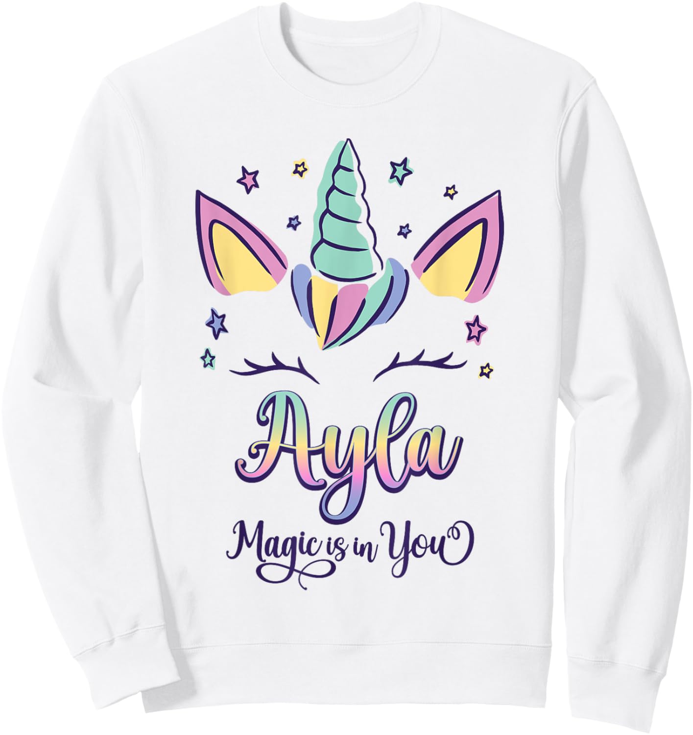First Name Ayla Personalized I Love Ayla Sweatshirt - Sweatshirt | White