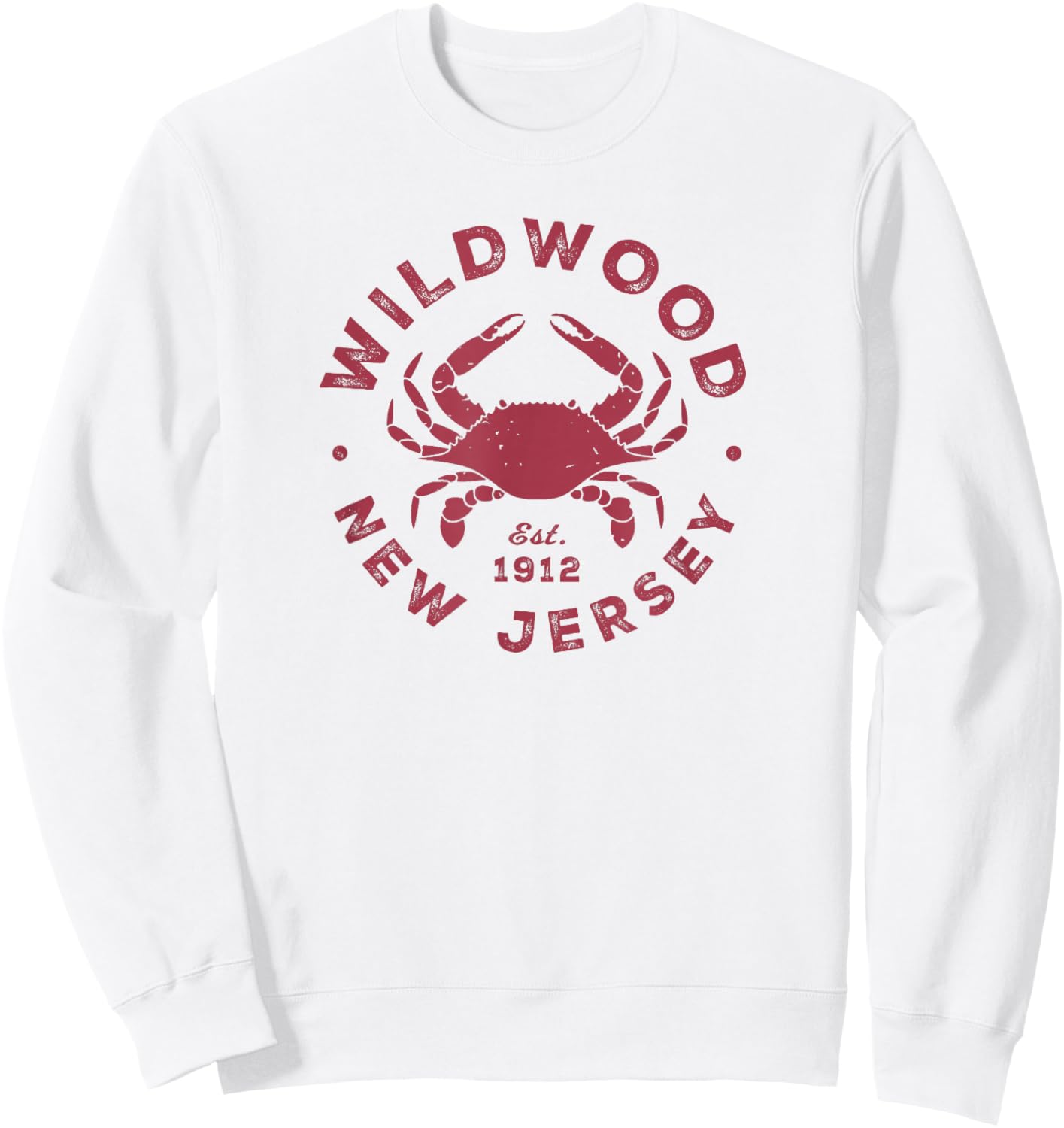 Vintage Wildwood New Jersey Atlantic Crab Beach Souvenir Sweatshirt - Sweatshirt | White