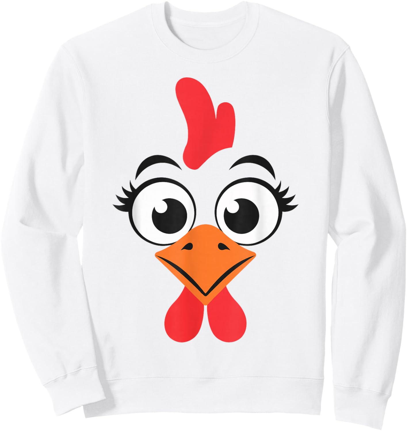 Chicken Shirt Adult Kids Men Women Chicken Hen Face Costume Sweatshirt - Sweatshirt | White