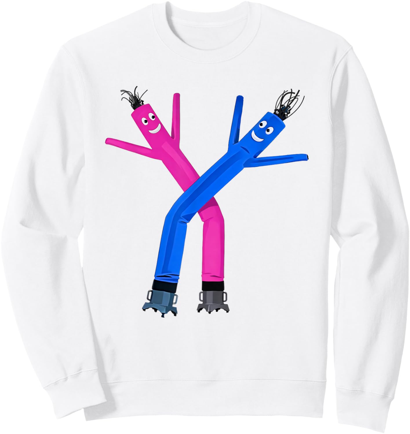 Dancing Inflatable Pink & Blue Wind Tube Dancers Fun Party Sweatshirt - Sweatshirt | White