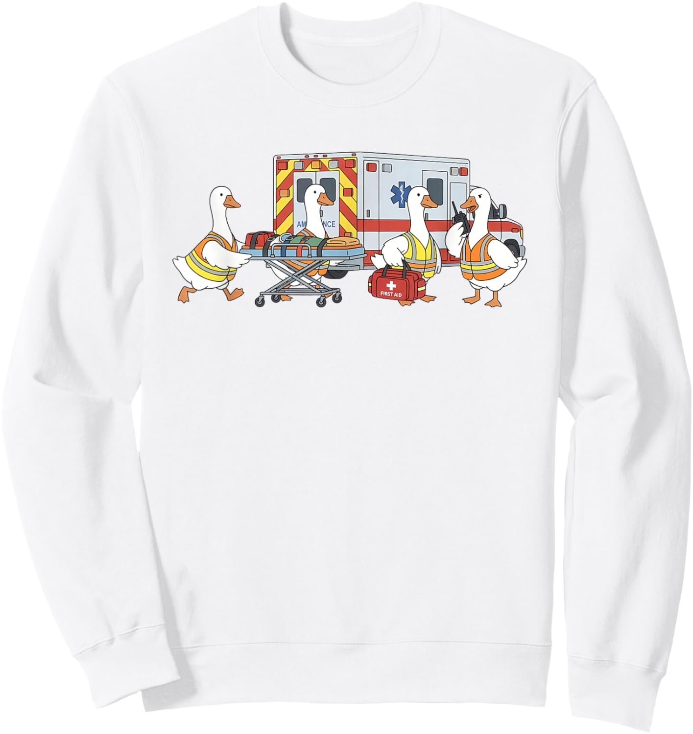 Funny Goose EMS Paramedic Emergency Medicine Ambulance Crew Sweatshirt - Sweatshirt | White