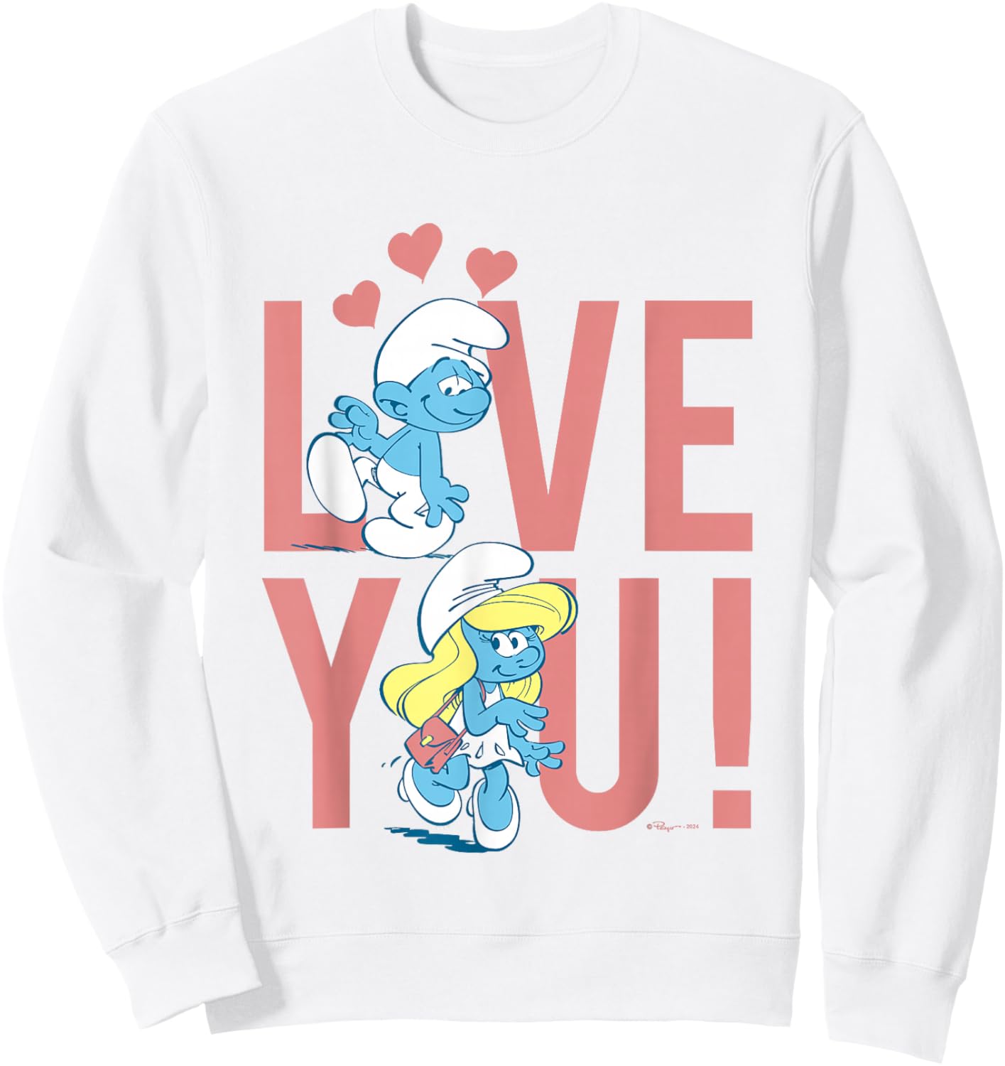 The Smurfs Valentine's Day Love You! Smurfs In Love Big Logo Sweatshirt - Sweatshirt | White