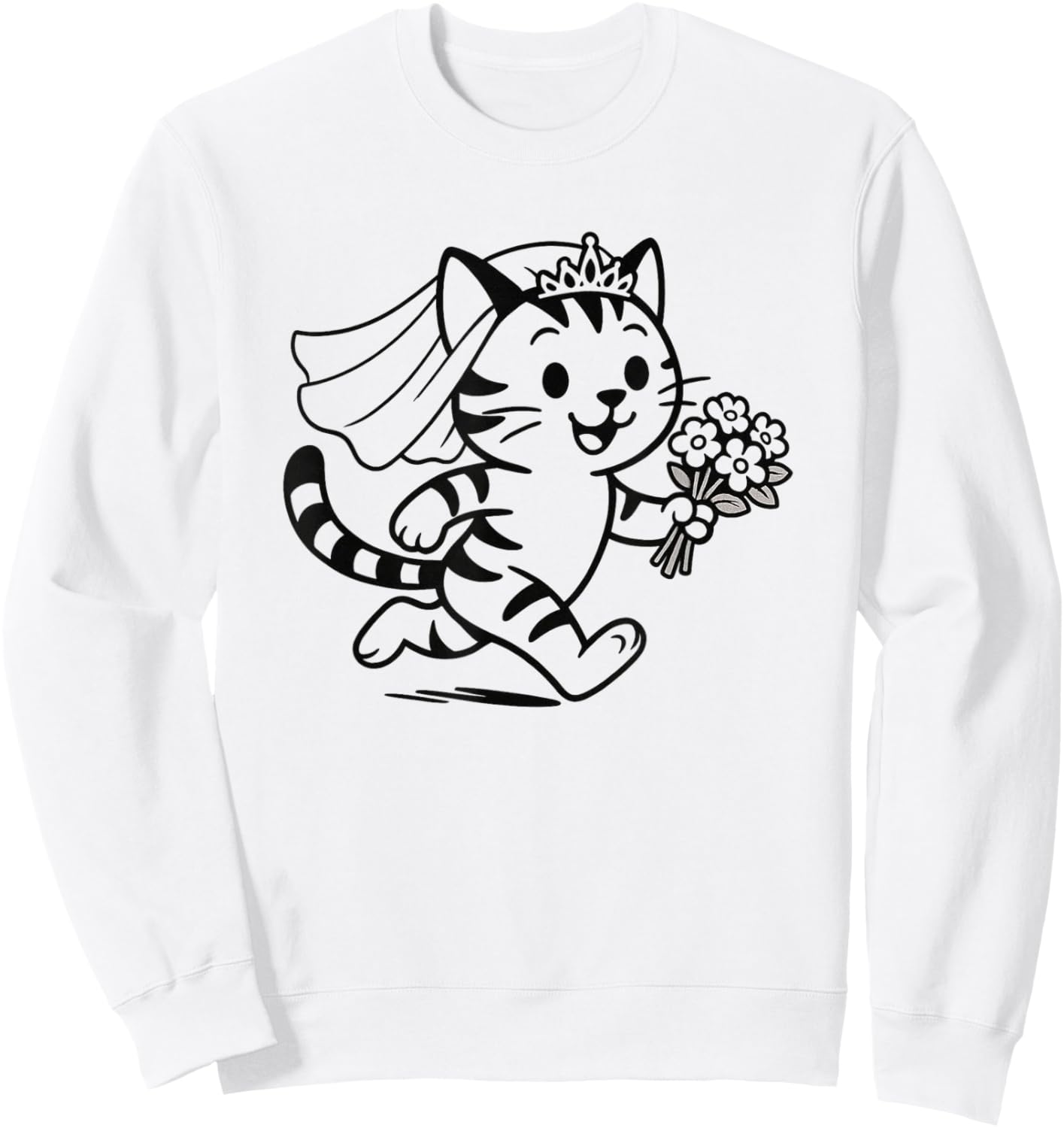 Mariée de Mariage Chat Mignon Sweatshirt - Sweatshirt | White