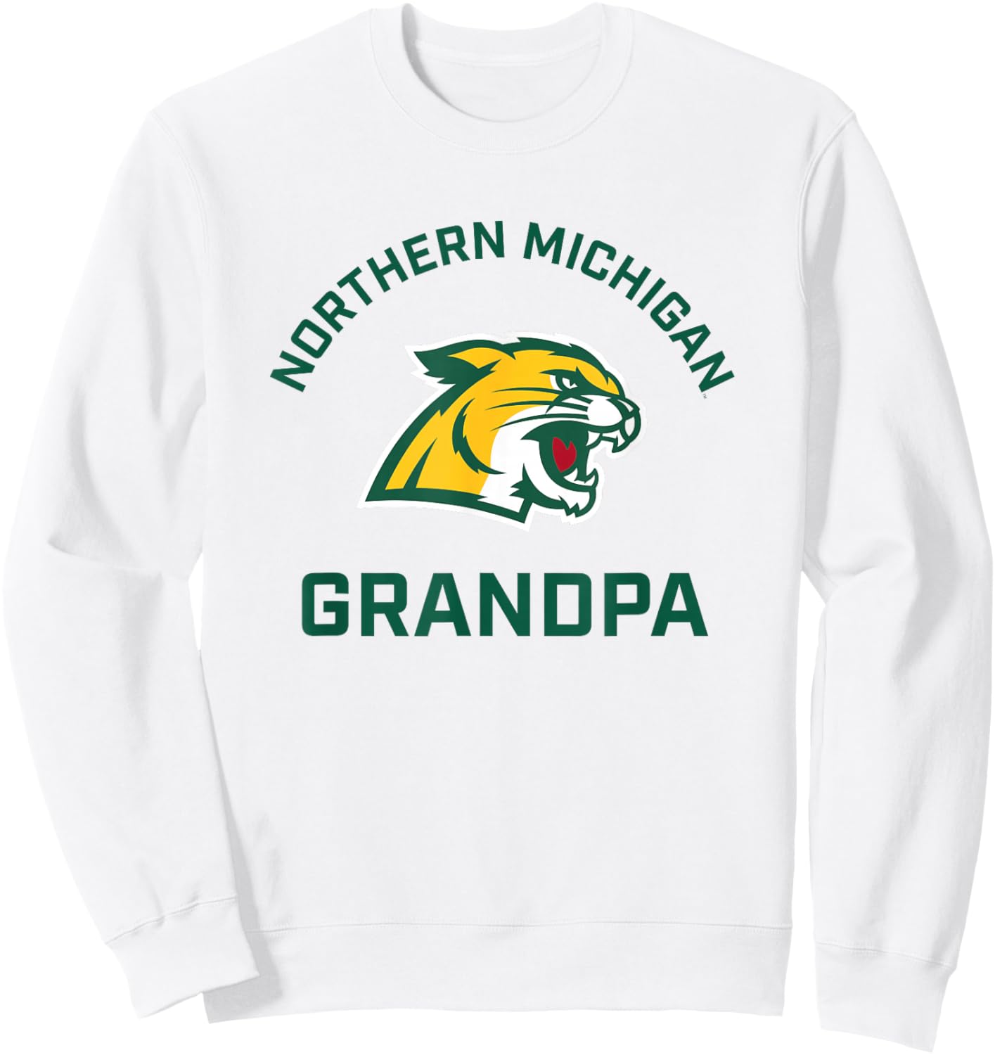 Northern Michigan University NMU Wildcats Arched Grandpa Sweatshirt - Sweatshirt | White