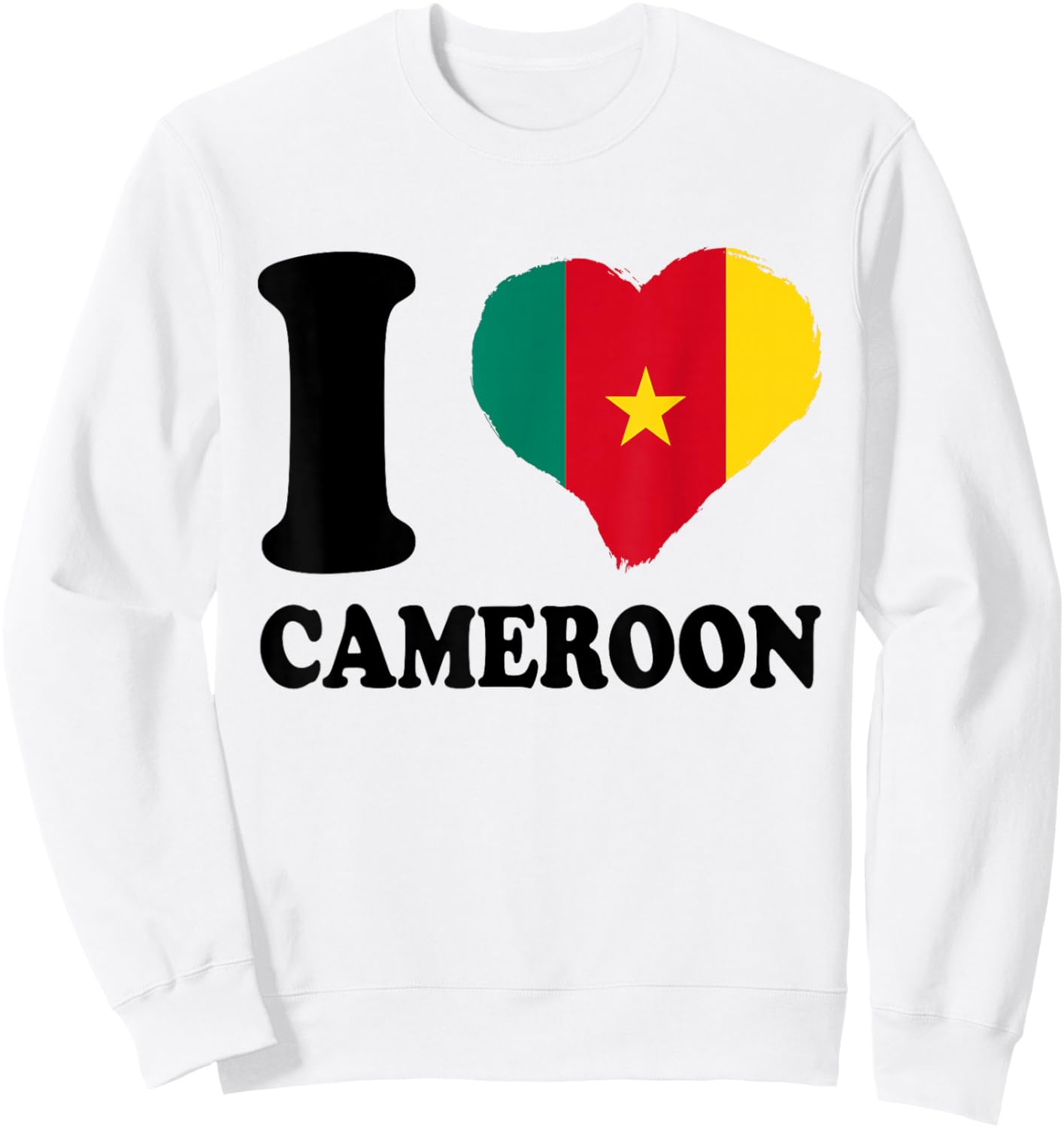 Cameroonian Flag I Love Cameroon Cameroonian Pride Heart Sweatshirt - Sweatshirt | White