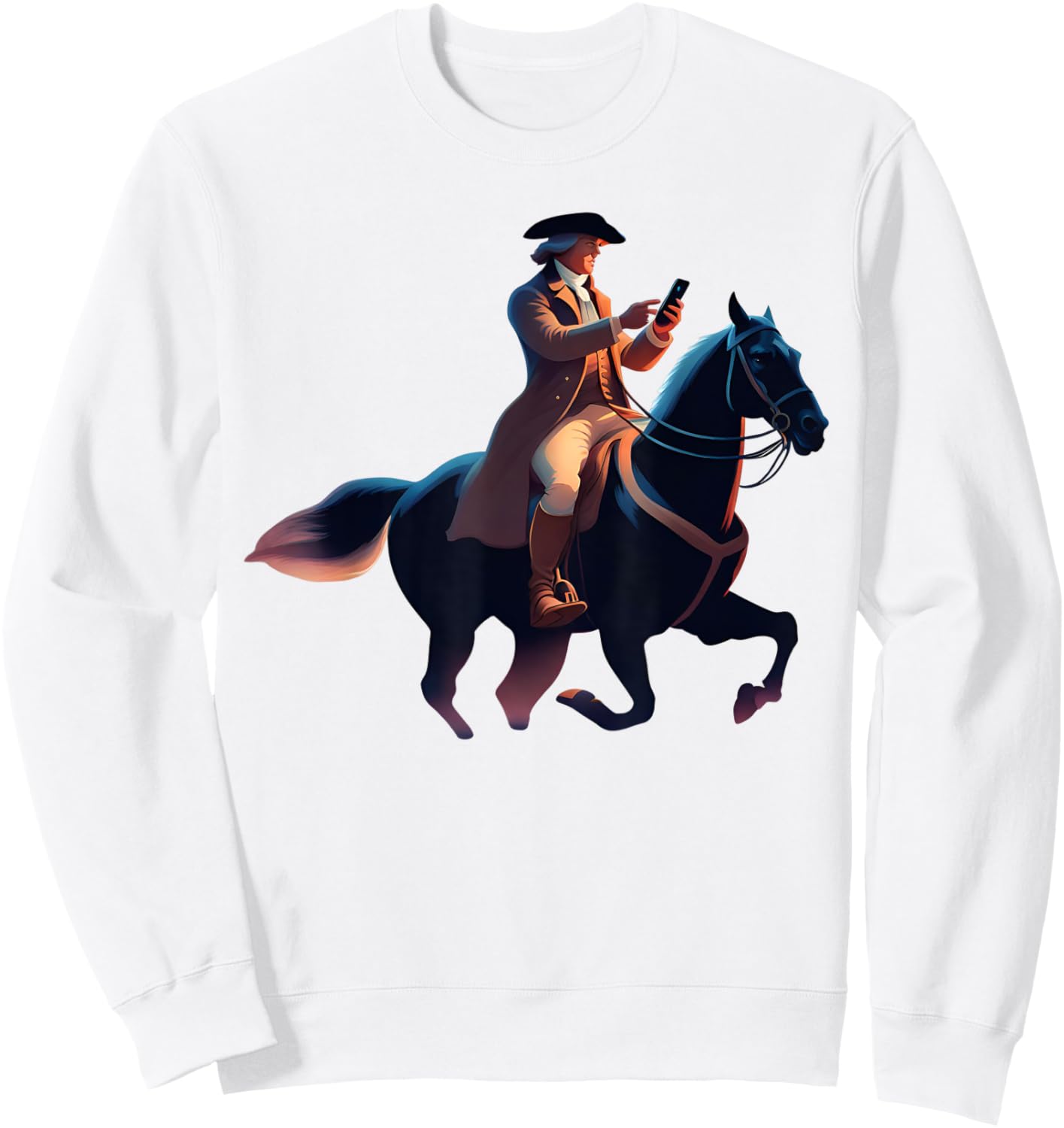 Paul Revere Texting On His Famous Ride Sweatshirt - Sweatshirt | White