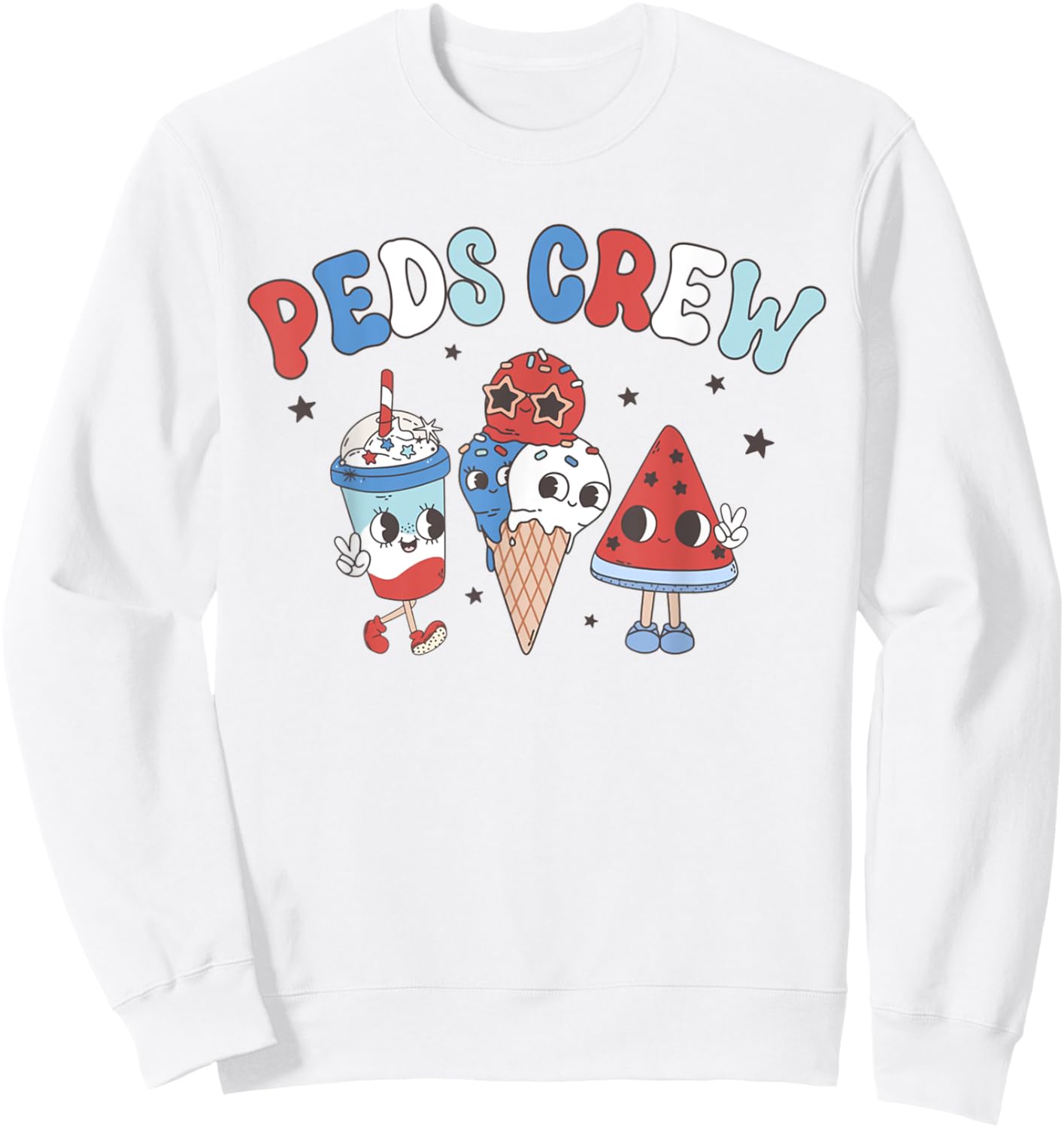 Retro PEDS Crew 4th Of July Popsicle Pediatric Nurse Women Sweatshirt - Sweatshirt | White