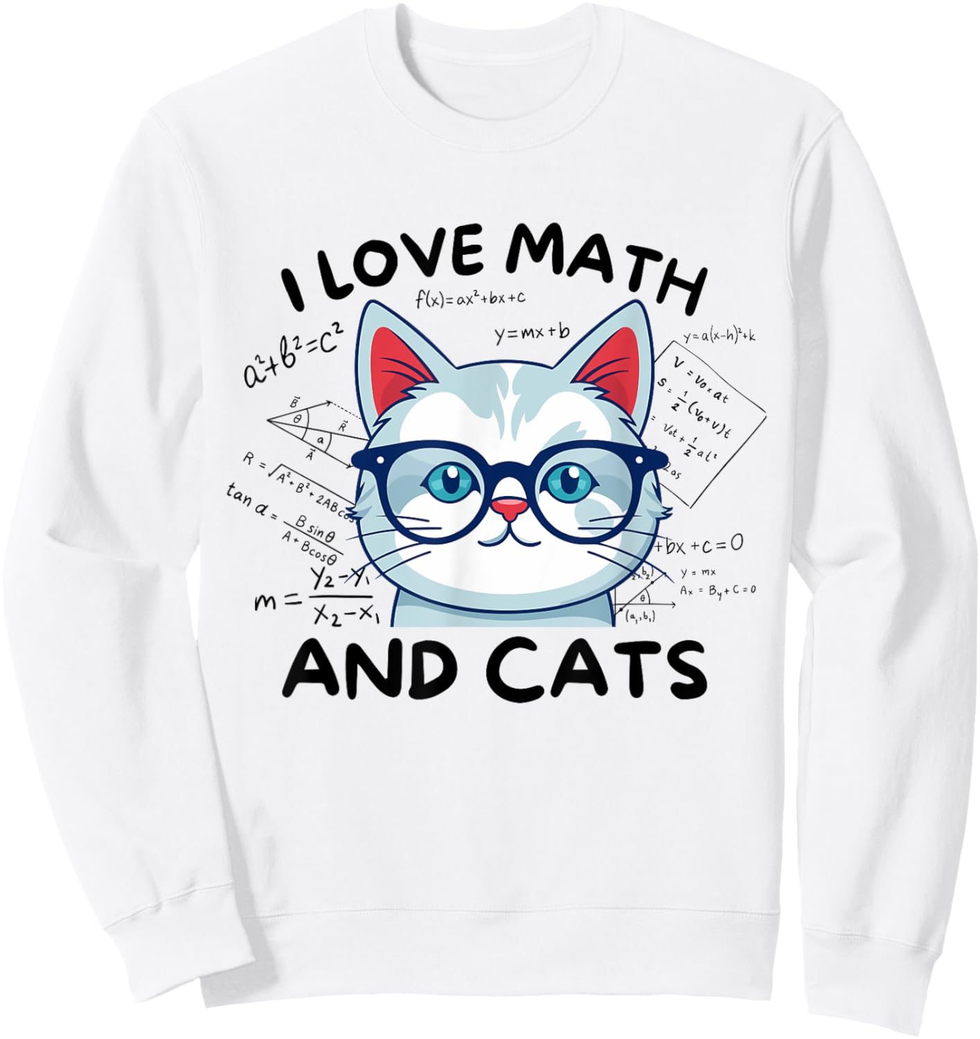 I Love Math And Cats Cute Kitty Cat Feline Lover Gift Men Women Kids Sweatshirt - Sweatshirt | White