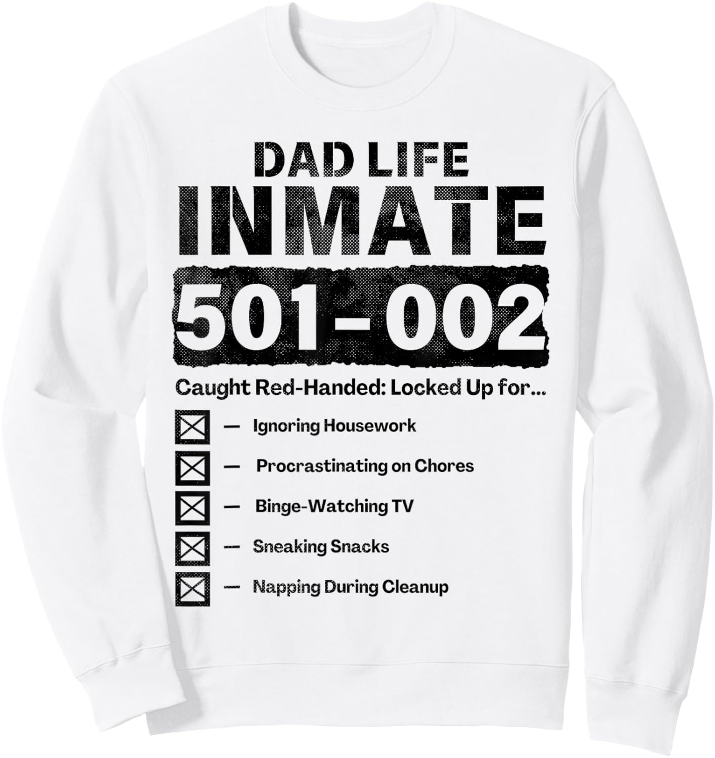 Dad Life Inmate Funny Matching Halloween Costume Sweatshirt - Sweatshirt | White