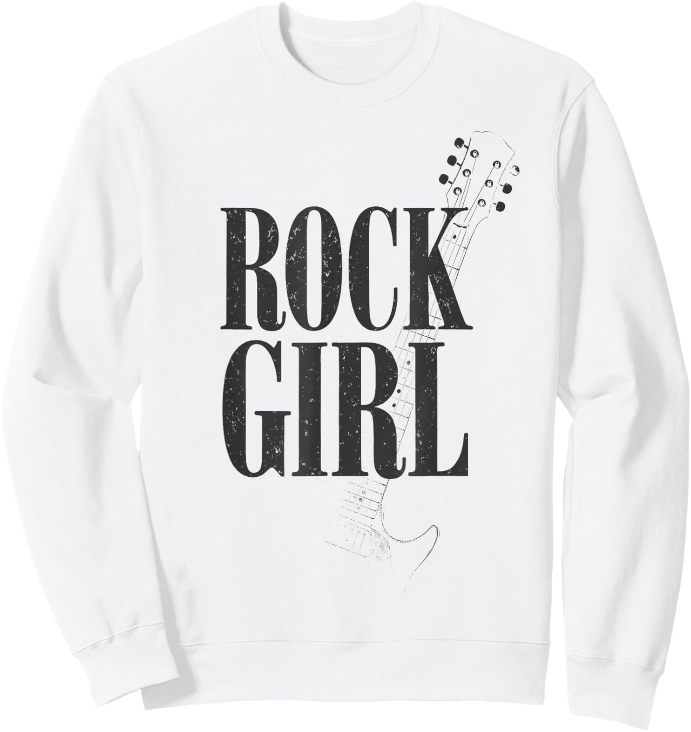 Rock Girl Guitarist Girls Rock, Rock'n Roll Girl Guitar Band Sweatshirt - Sweatshirt | White