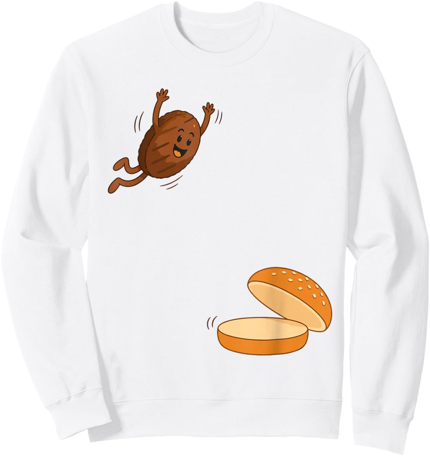 Burger Jumping Into Bun Funny Fast Food Joke Boys Youth Kids Sweatshirt - Sweatshirt | White