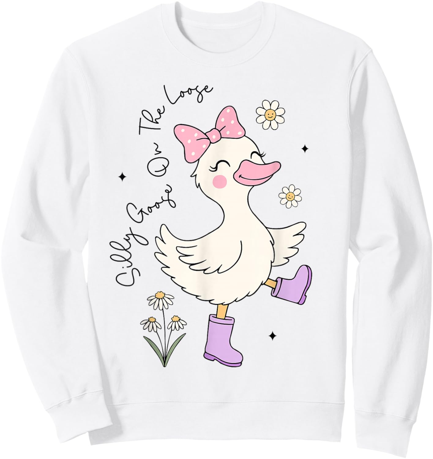 Funny Silly Goose On The Loose Silly Goose Girl Kids Sweatshirt - Sweatshirt | White