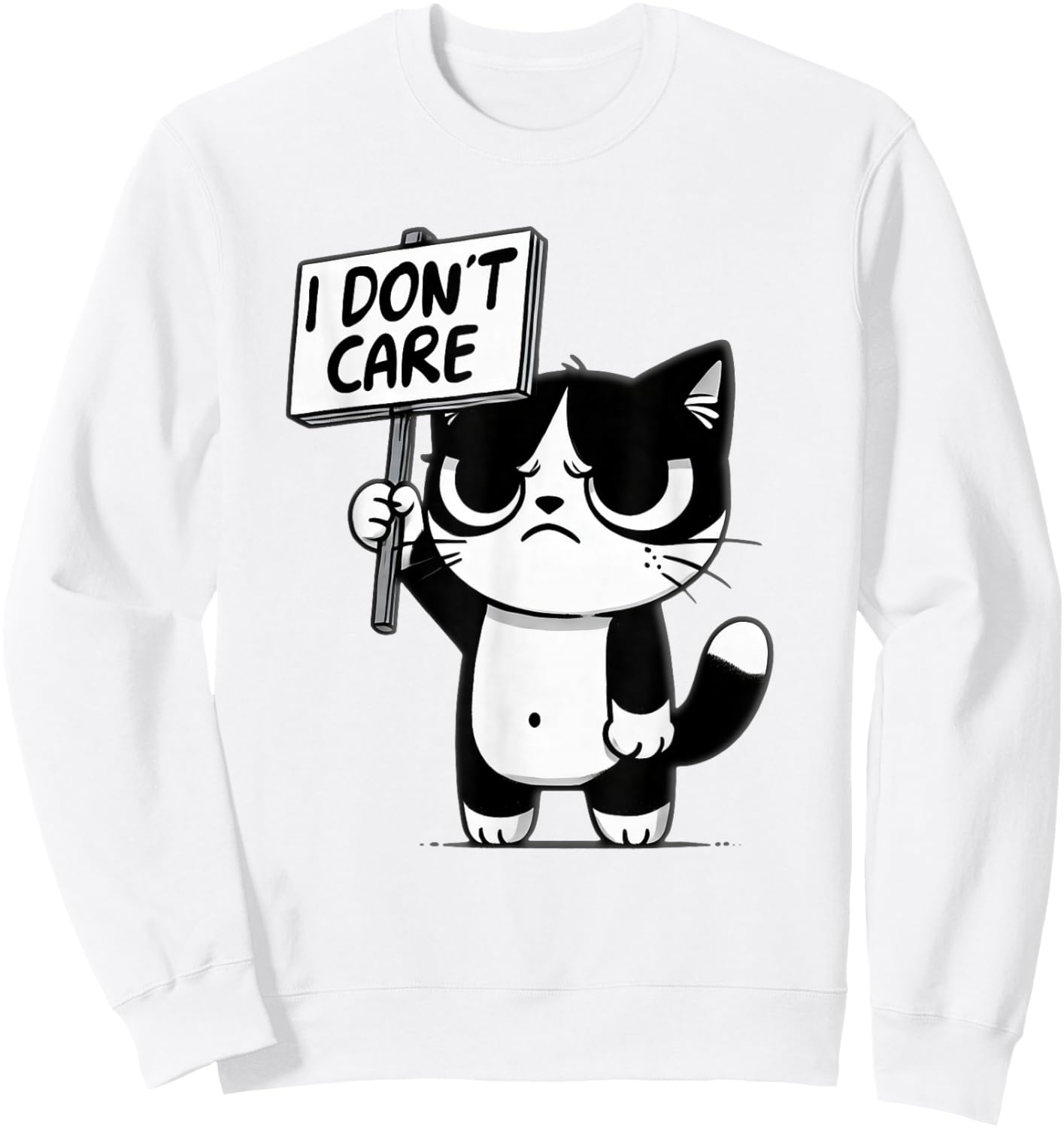 Funny Cat, Sarcastic Grumpy Mood, Family Kids Kitten Meme Sweatshirt - Sweatshirt | White