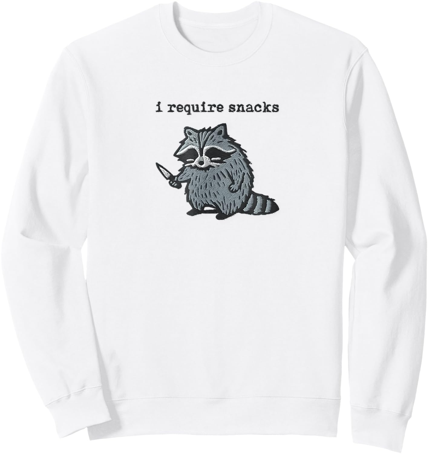 i Require Snacks Raccoon Sweatshirt - Sweatshirt | White