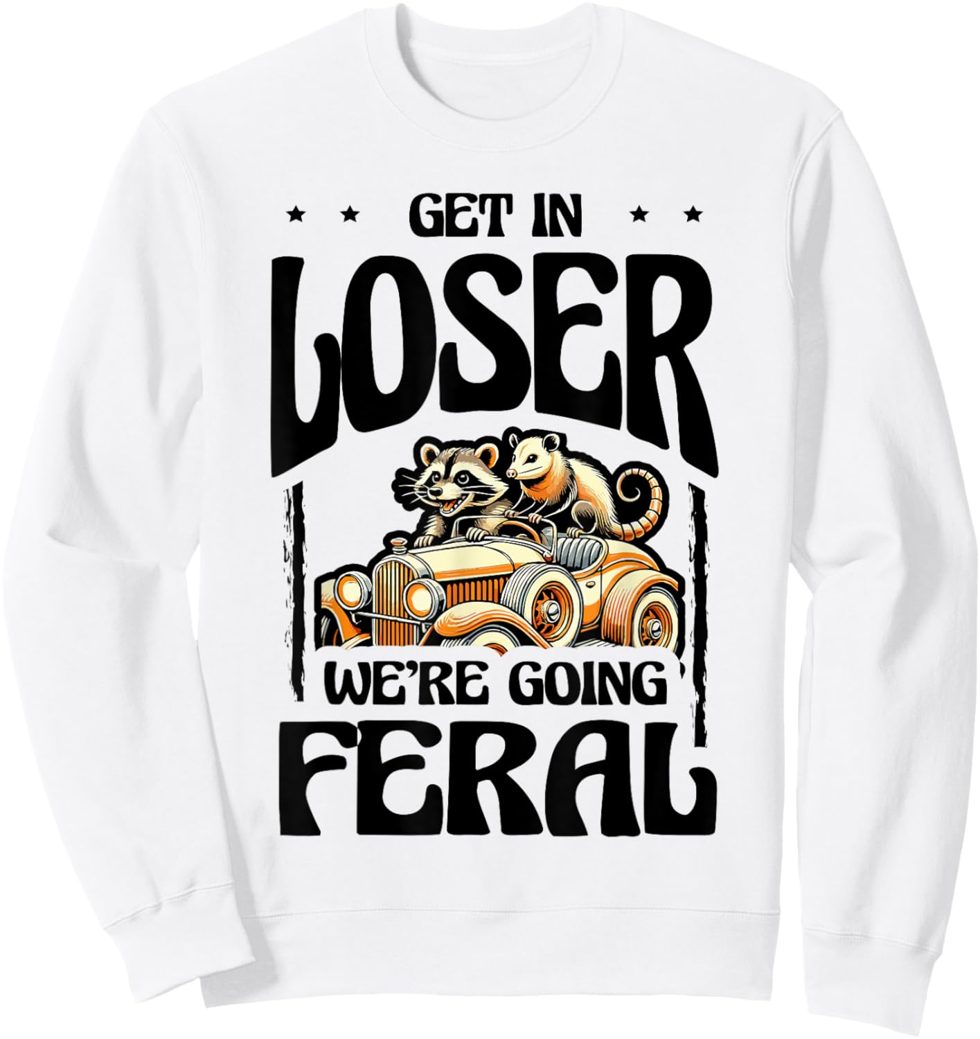 Feral Raccoon Girl Vintage Meme Summer Day Halloween Sweatshirt - Sweatshirt | White