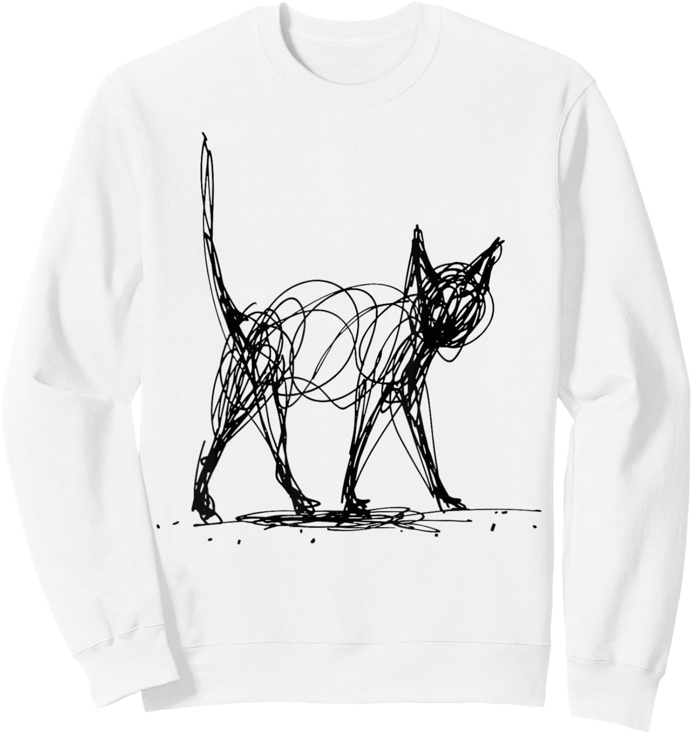 Minimalist Cat Sweatshirt - Sweatshirt | White
