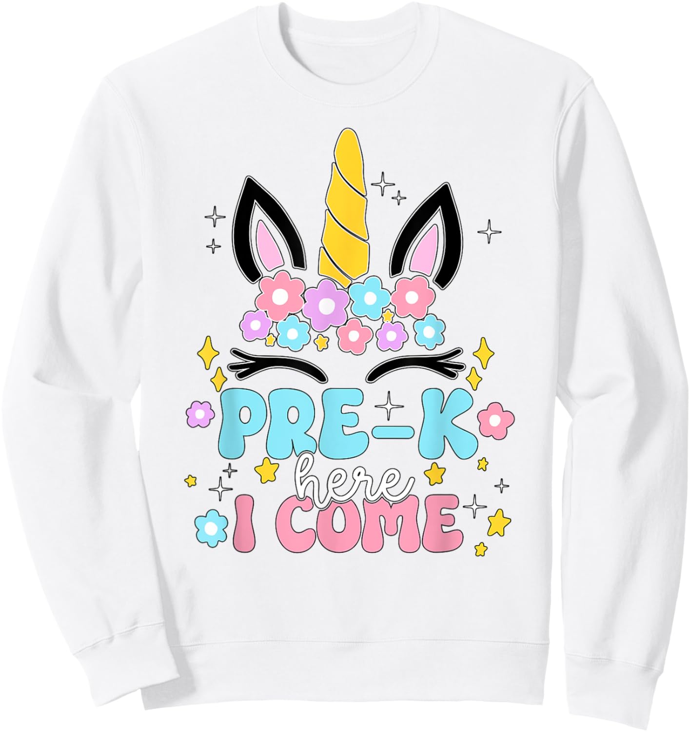 Preschool Here I Come Unicorn Girls Kids Back To School Sweatshirt - Sweatshirt | White