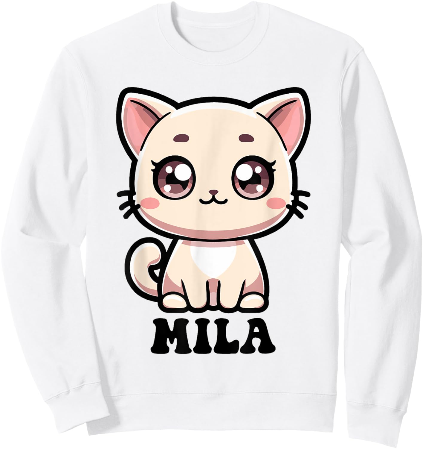 Mila Cute Kitty Cat Design for Girls Name Mila Sweatshirt - Sweatshirt | White