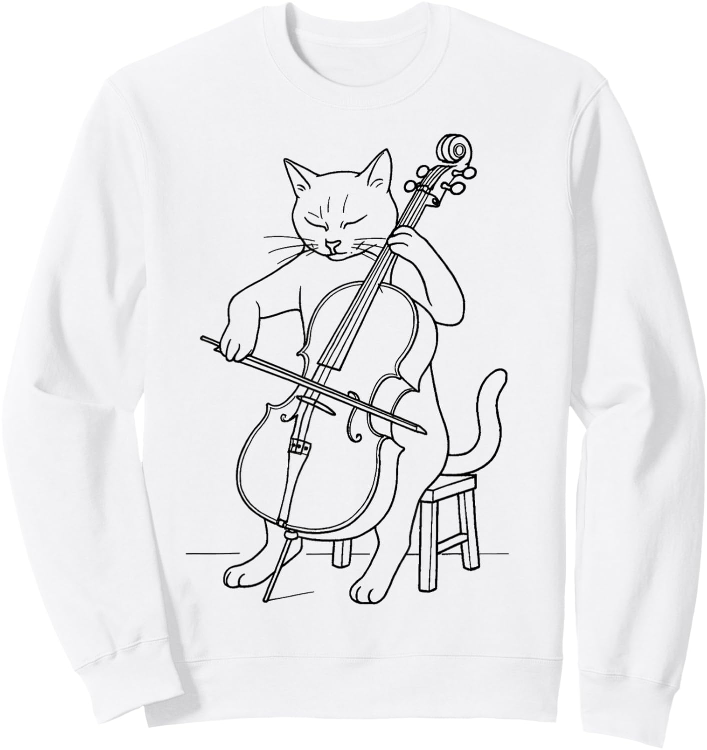 Funny Cat Playing Cello Musician Music Musical Instrument Sweatshirt - Sweatshirt | White