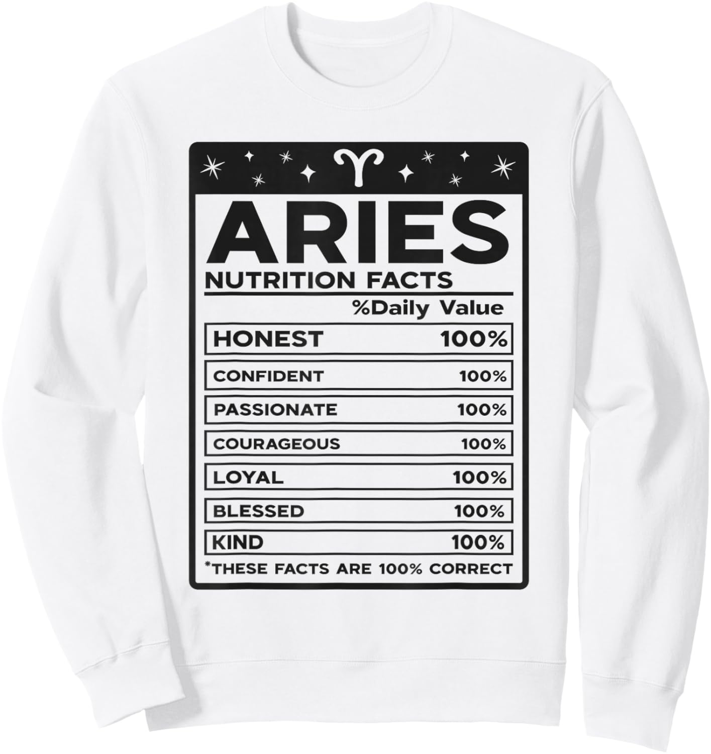Aries Nutritional Style Zodiac Design, Aries Sweatshirt - Sweatshirt | White