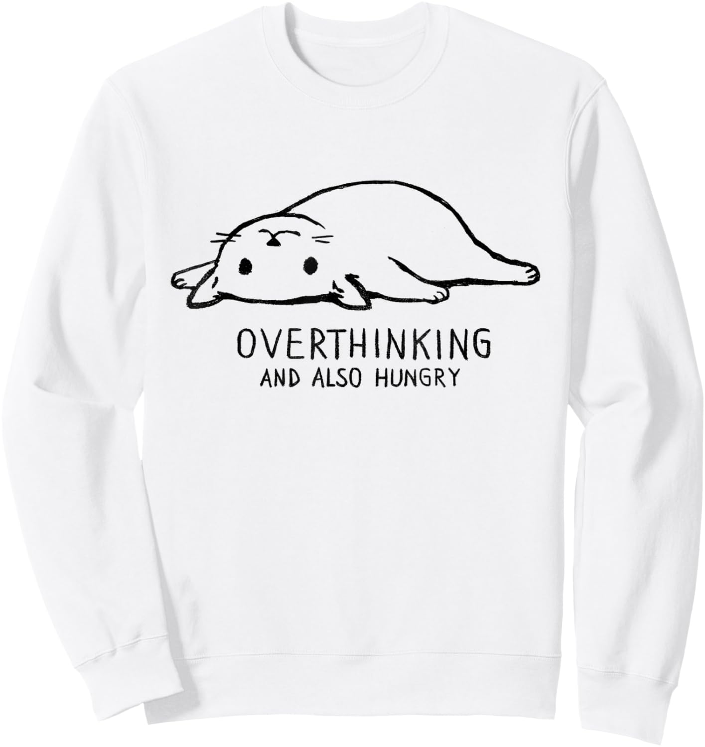 Threadless Fox Shiver Overthinking And Also Hungry Graphic Sweatshirt - Sweatshirt | White