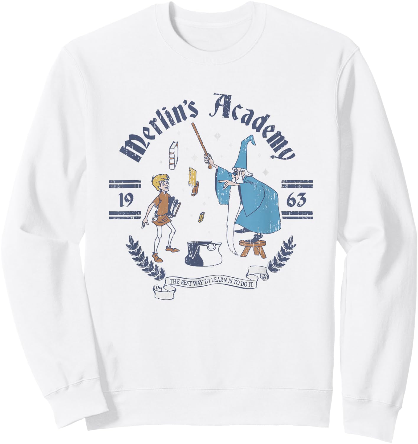 Disney The Sword in The Stone Merlin's Academy Vintage Sweatshirt - Sweatshirt | White