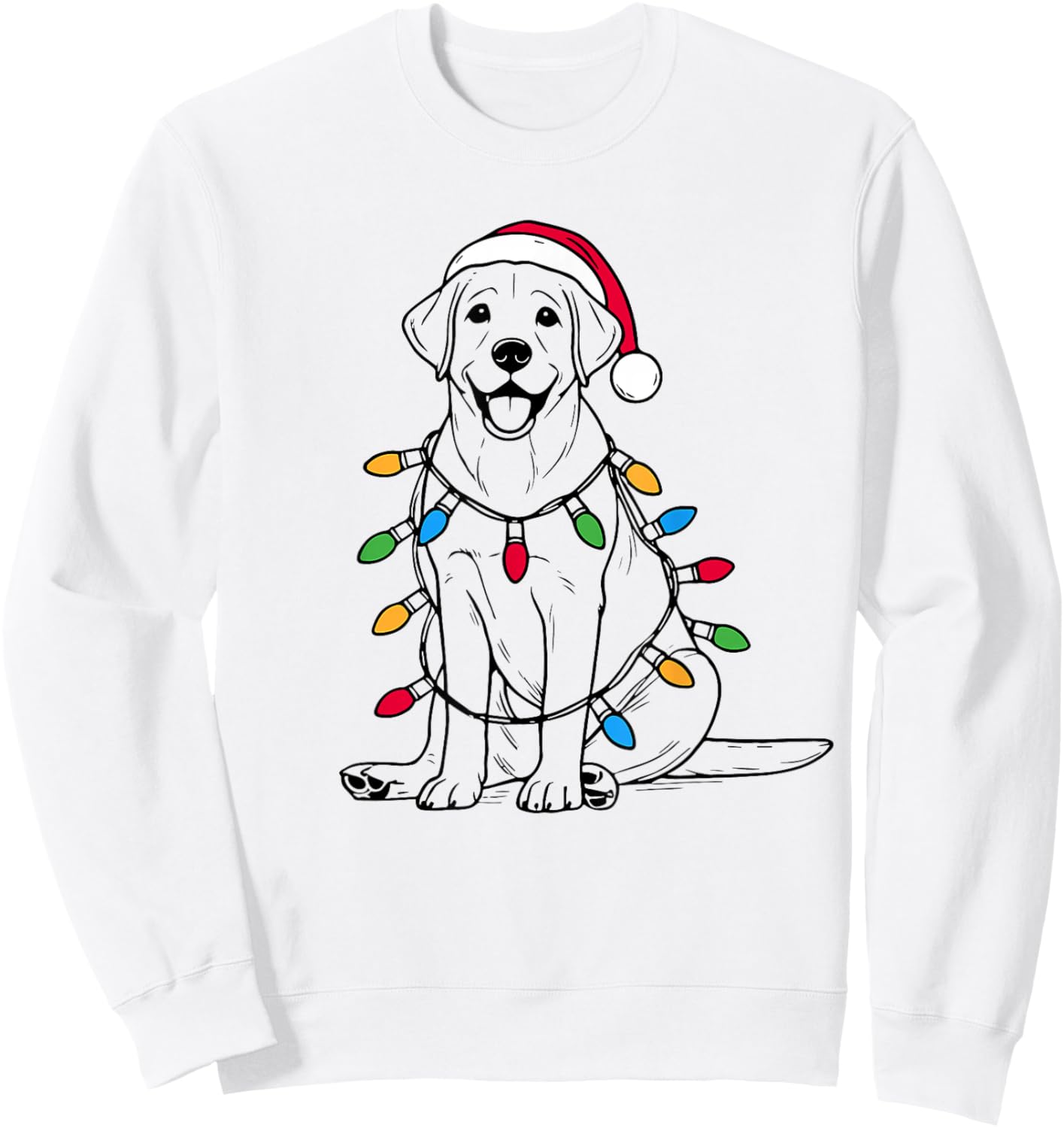 Retro Santa Labrador Retriever Christmas Lights Dog Lover Sweatshirt - Sweatshirt | White