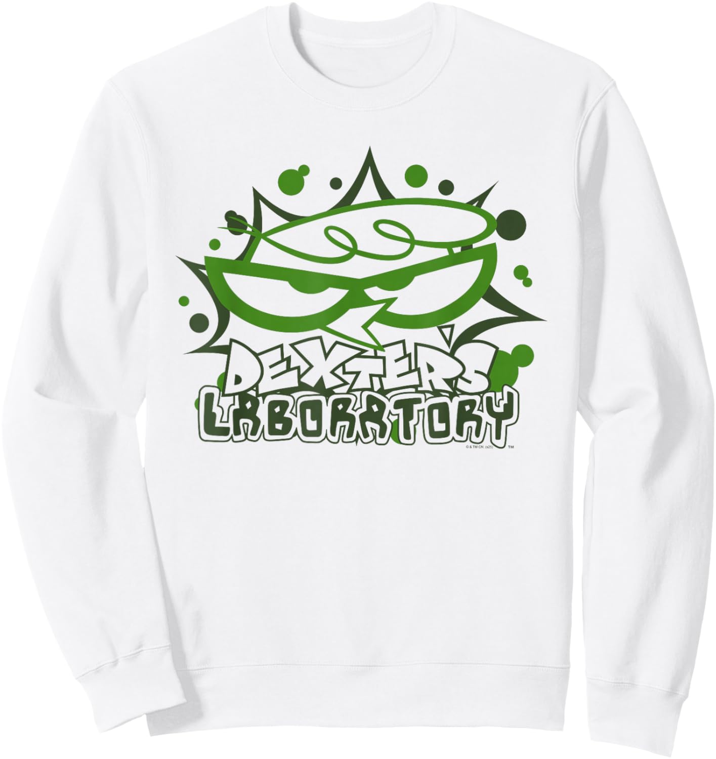 Dexter's Laboratory Green Close Up Portrait Cartoon Sweatshirt - Sweatshirt | White