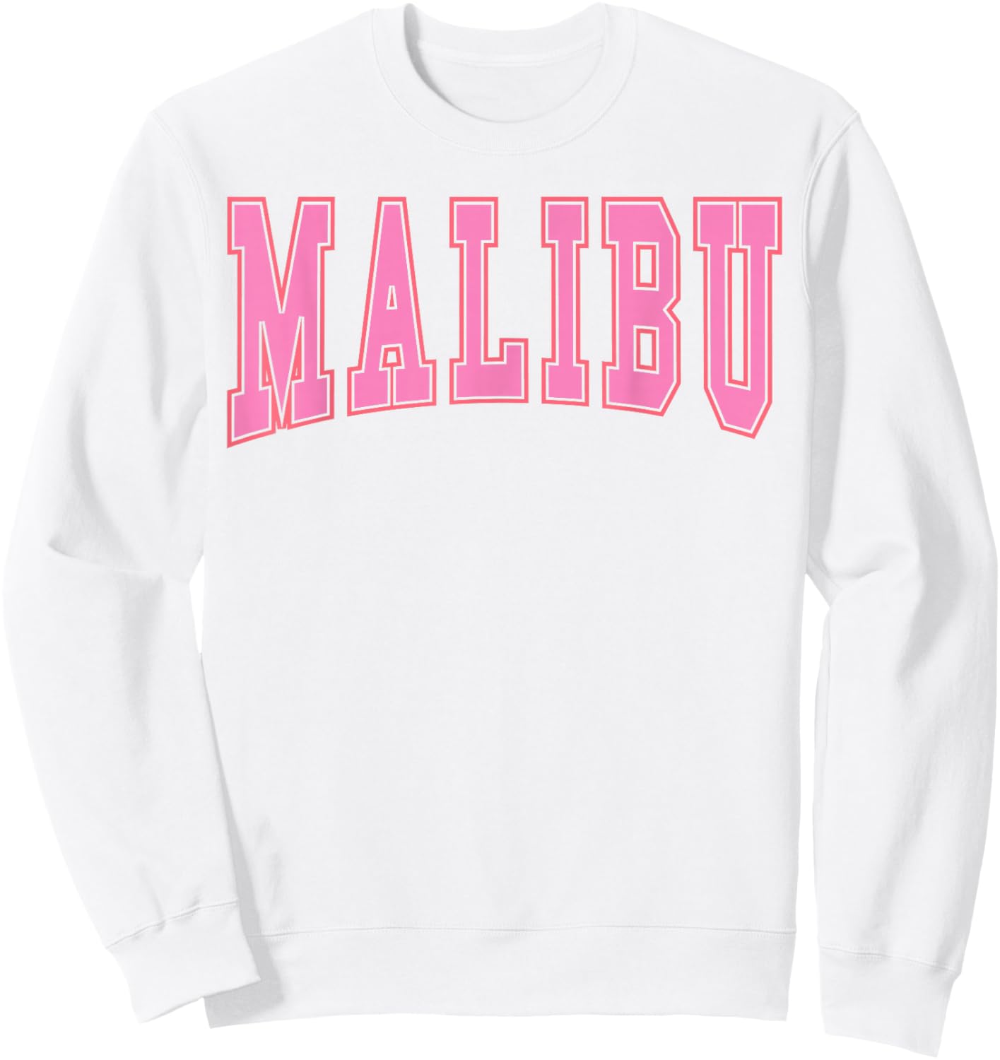 Preppy Varsity Pink Malibu California Teen Girls Sweatshirt - Sweatshirt | White