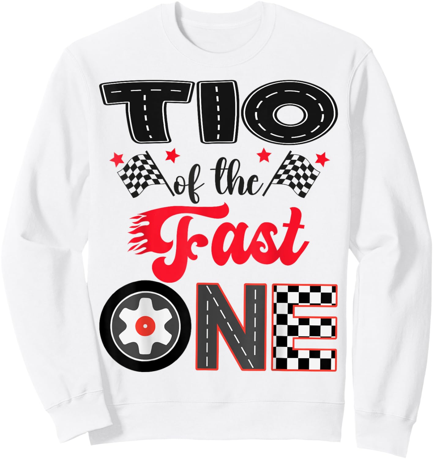 Tio Of The Fast One Car Racing Dad 1St Birthday Boy Sweatshirt - Sweatshirt | White