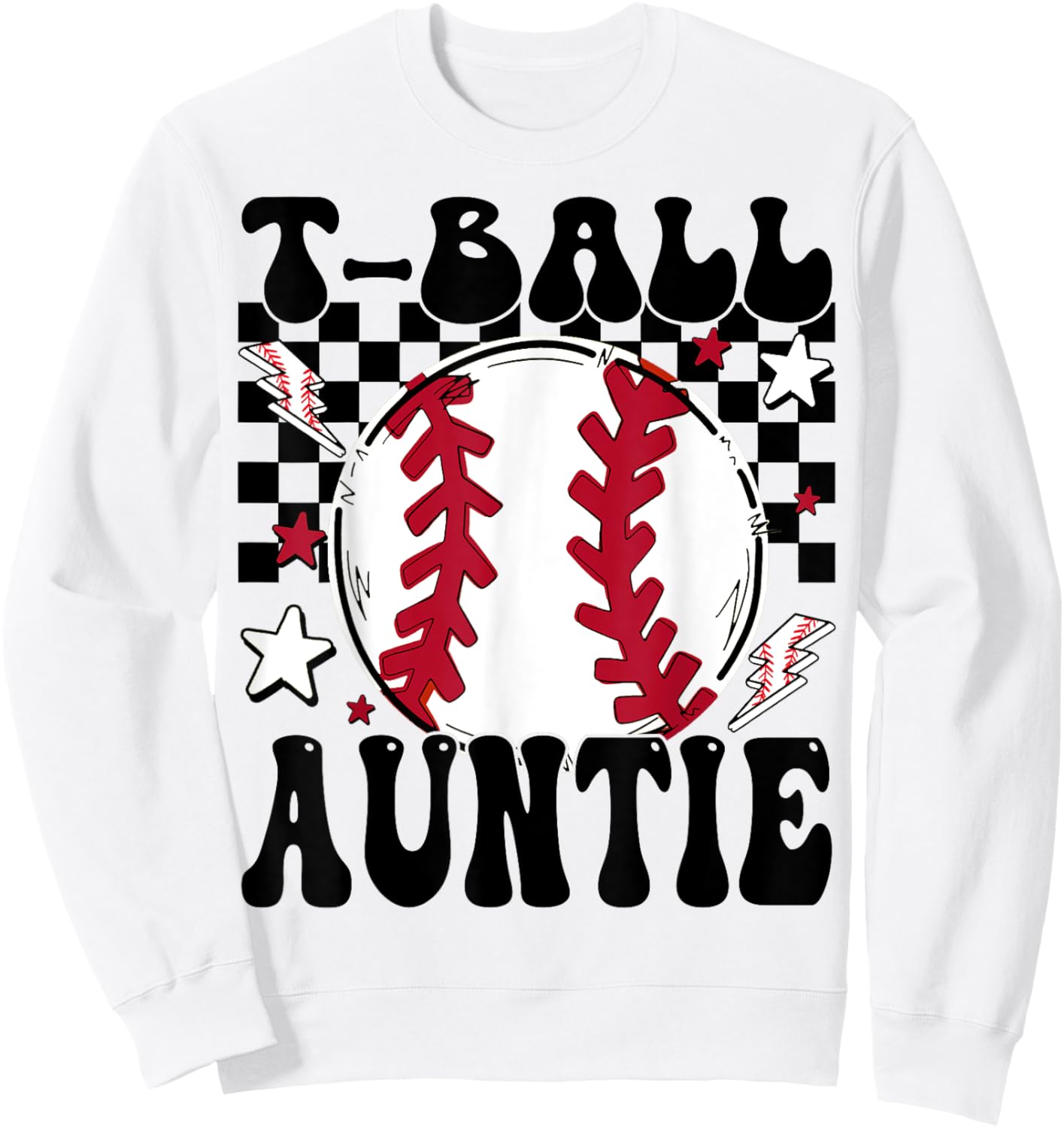 T-Ball Auntie Proud Ball Auntie Groovy Family Matching Sweatshirt - Sweatshirt | White